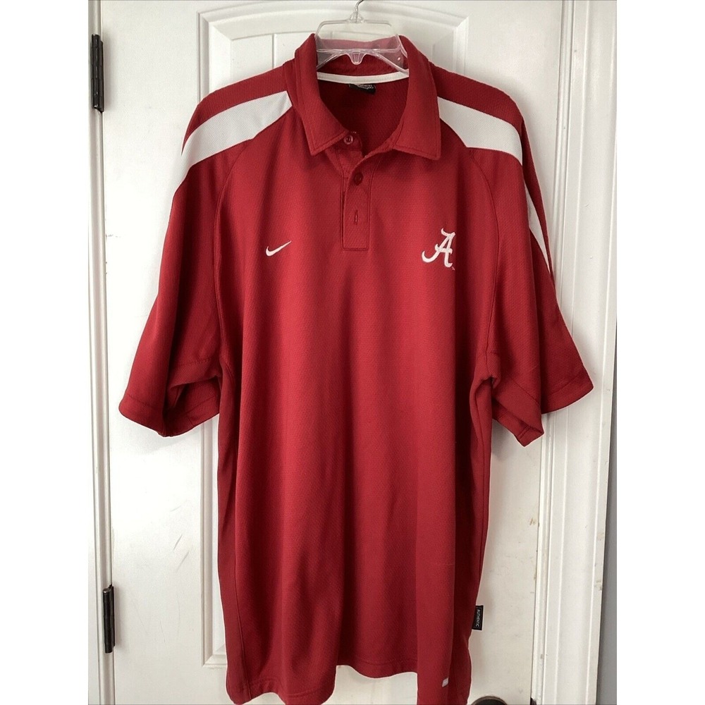 Nike Alabama Crimson Tide Polo Shirt Mens XL Red Short‎ Sleeve Dri-Fit NCAA